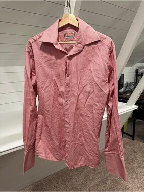 Thomas Pink Men's Pink Micro-Check Long-Sleeve Dress Shirt